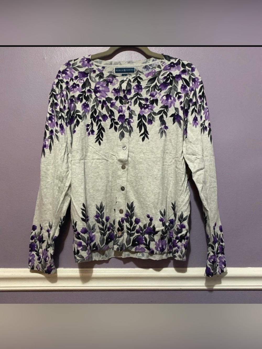 ❤️ Beautiful Karen Scott Floral Cardigan Size L